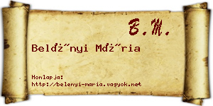 Belényi Mária névjegykártya